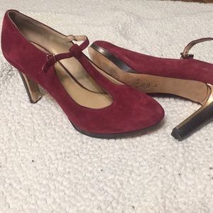 Antonio melani t strap suede leather heels